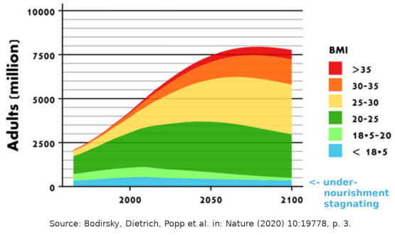 Undernourishment and Body Mass Index 1960-2100 Undernourishment and Body Mass Index 1960-2100.